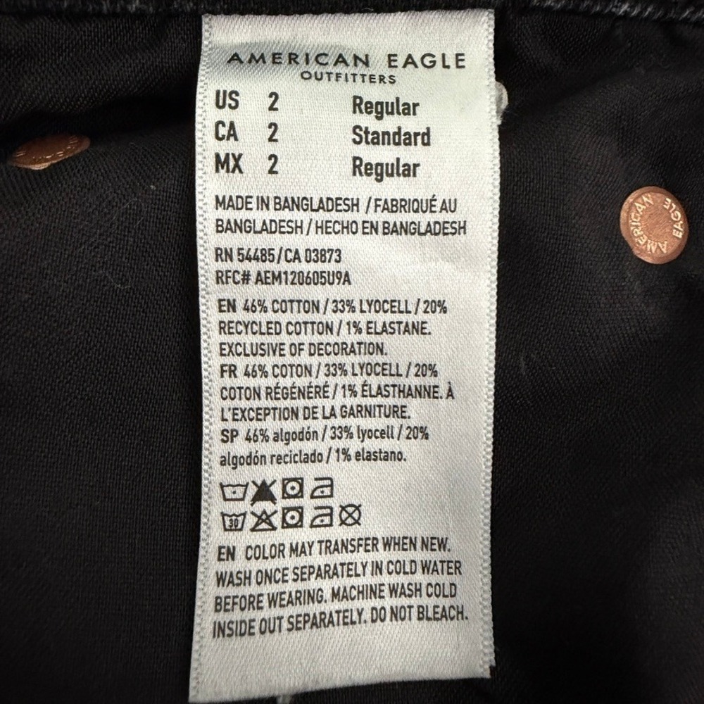 American Eagle Stovepipe Jeans Womens 2 Black High Rise Crop Wide Leg Stretch - Picture 10 of 13